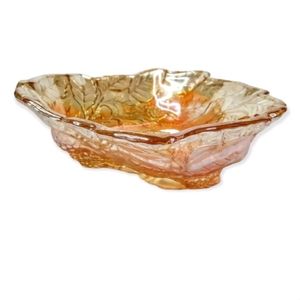 Mid Century Marigold Carnival Glass Candy Dish